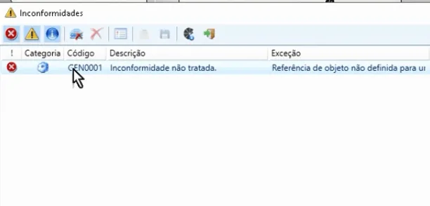 GEN0001 – Inconformidade não tratada