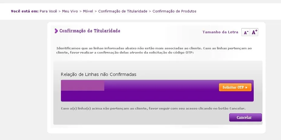 Vivo – Confirmação de Titularidade